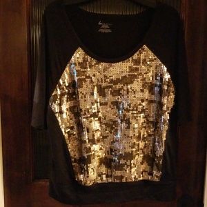 Black shirt with gold sequins size 14/16